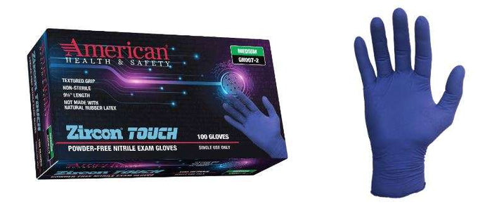 American Health & Safety™ Zircon Touch® Blue Nitrile Exam Gloves image 0