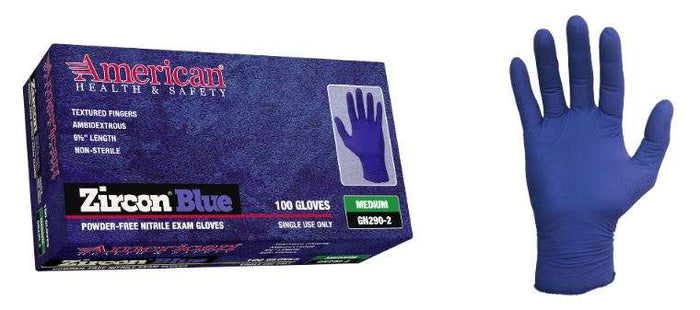 American Health & Safety™ Zircon® Blue Nitrile Exam Gloves