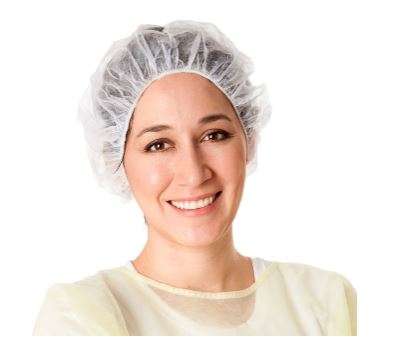 American Health & Safety® White Spunbond Polypropylene Bouffant Caps image 0